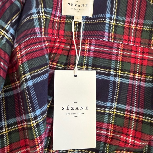 Sezane Max Shirt York Tartan - Size 0 - Picture 9 of 9